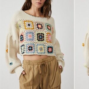 Free people dahlia crochet pullover